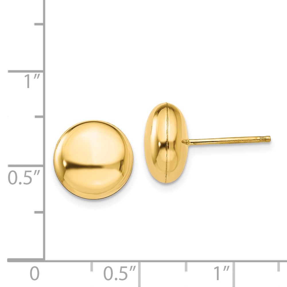 14k Polished 10.5mm Button Post Earrings (H1025)