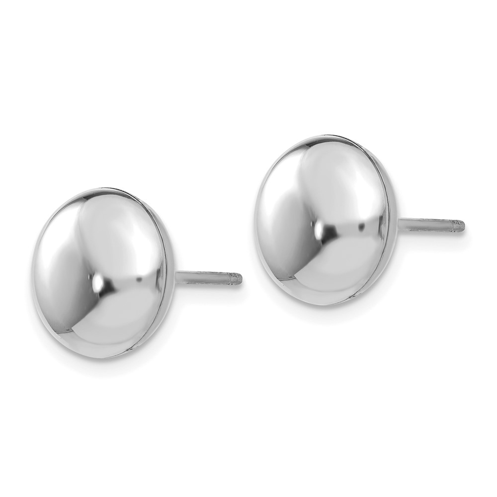 14k White Polished 10.5mm Button Post Earrings (H1026)