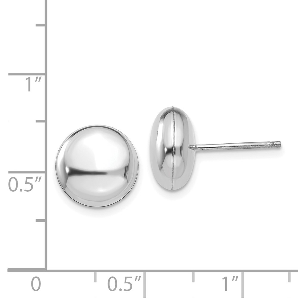 14k White Polished 10.5mm Button Post Earrings (H1026)