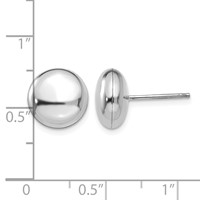 14K White Gold 10.5mm Polished Puffed Round Button Post Earrings view 4