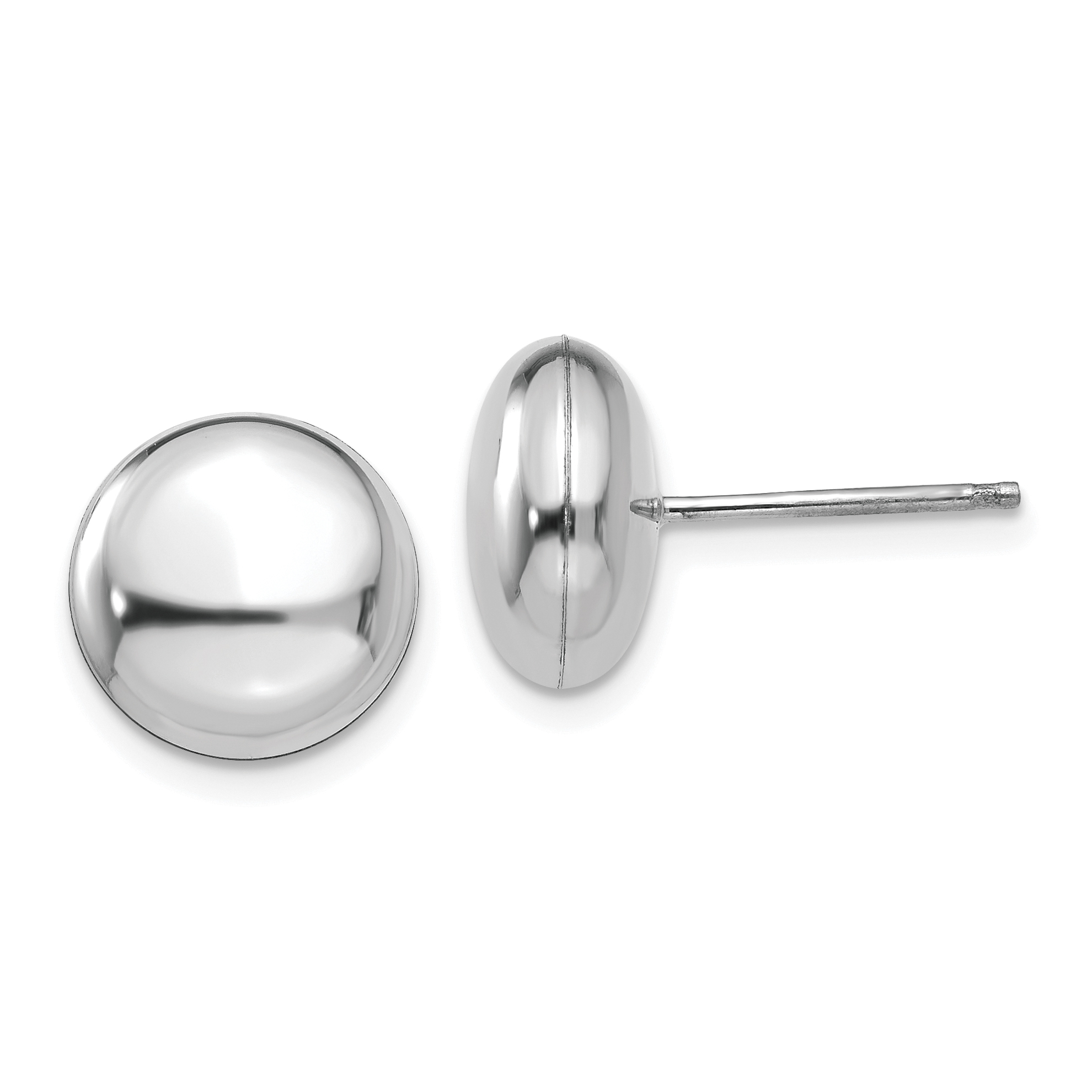 14k White Polished 10.5mm Button Post Earrings (H1026)