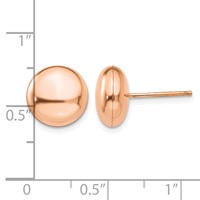14K Rose Gold 10.5mm Polished Puffed Round Button Post Earrings view 4
