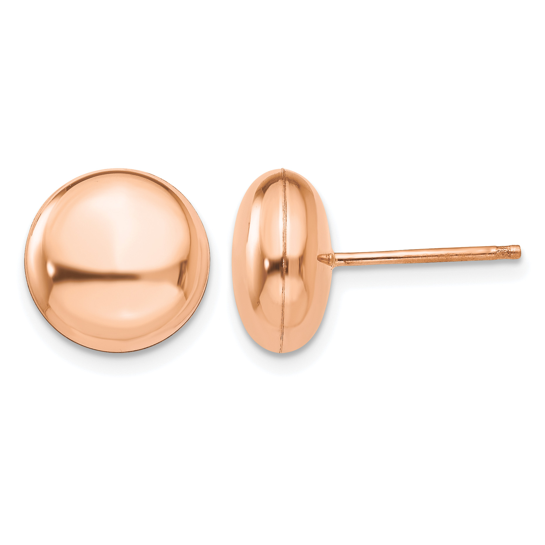 14k Rose Polished 10.5mm Button Post Earrings (H1027)