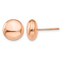 14K Rose Gold 10.5mm Polished Puffed Round Button Post Earrings view 1