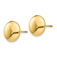 14K 12mm Yellow Gold Polished Puffed Round Button Post Earrings view 2