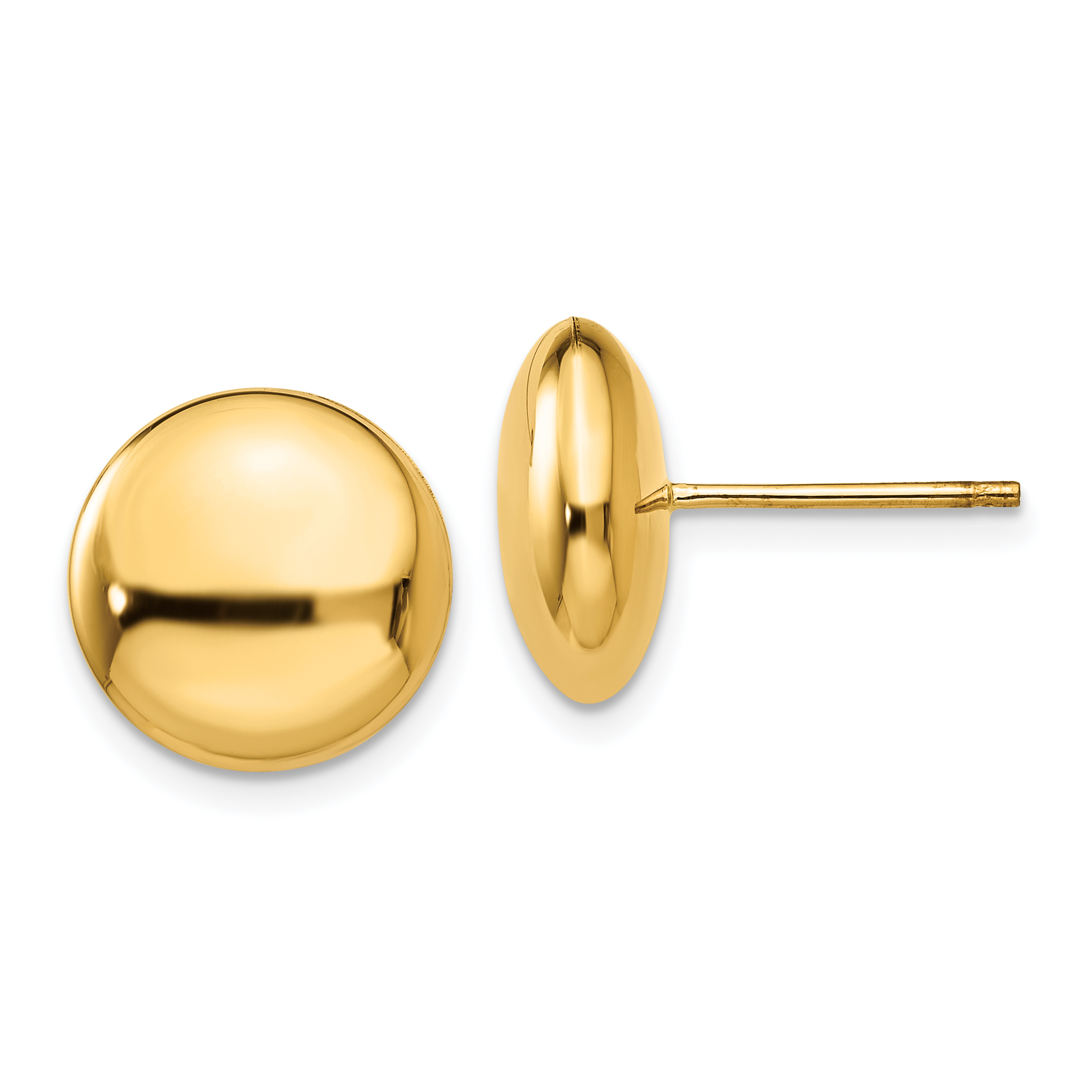 14k Polished 12mm Button Post Earrings (H1028)