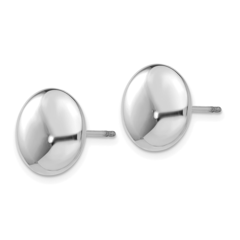 14k White Polished 12mm Button Post Earrings (H1029)