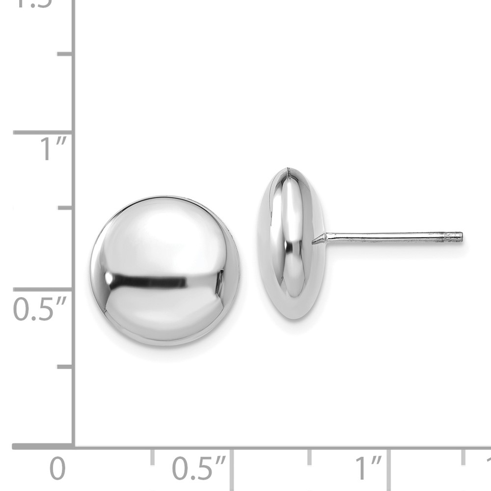 14k White Polished 12mm Button Post Earrings (H1029)