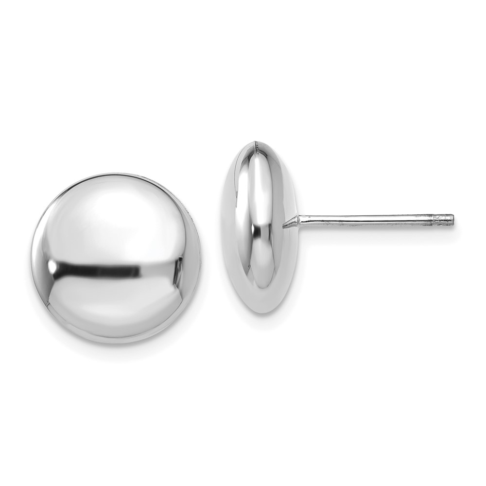 14k White Polished 12mm Button Post Earrings (H1029)
