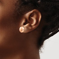 14K Rose Gold 12mm Polished Puffed Round Button Post Earrings view 3