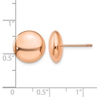 14K Rose Gold 12mm Polished Puffed Round Button Post Earrings view 4