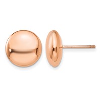 14K Rose Gold 12mm Polished Puffed Round Button Post Earrings view 1