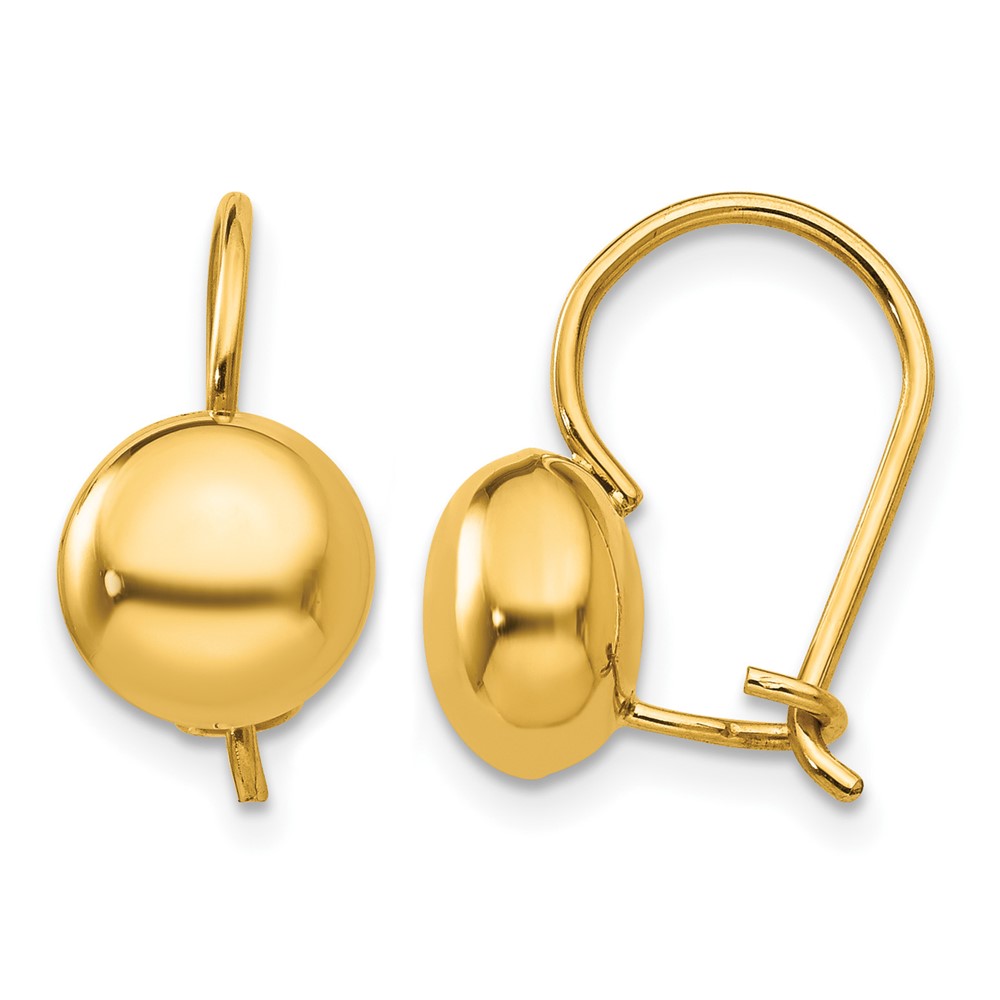 14K 8mm Polished Button Kidney Wire Earrings