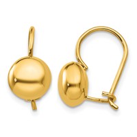 14K 8mm Polished Button Kidney Wire Earrings view 1