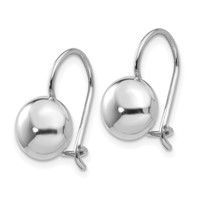 14K White Gold 8mm Polished Button Kidney Wire Earrings view 2