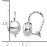 14K White Gold 8mm Polished Button Kidney Wire Earrings view 4