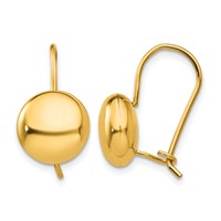 14K 10.5mm Yellow Gold Polished Button Kidney Wire Earrings view 1