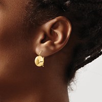 14K 12mm Yellow Gold Polished Button Kidney Wire Earrings view 3