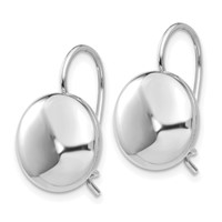 14K White Gold 12mm Polished Button Kidney Wire Earrings view 2