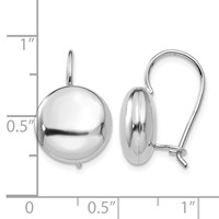 14K White Gold 12mm Polished Button Kidney Wire Earrings view 4