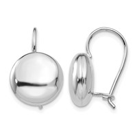 14K White Gold 12mm Polished Button Kidney Wire Earrings view 1