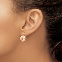 14K Rose Gold 12mm Polished Button Kidney Wire Earrings view 3