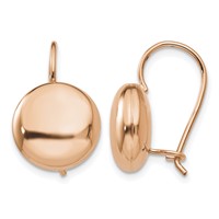 14K Rose Gold 12mm Polished Button Kidney Wire Earrings view 1