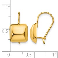 14K 9.5mm Yellow Gold Polished Puffed Square Kidney Wire Earrings view 4