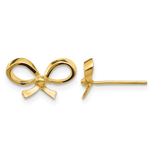 14K Yellow Gold Polished Bow Post Earrings