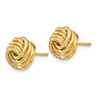 14K 11mm Yellow Gold Polished Love Knot Post Earrings view 2