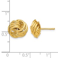 14K 11mm Yellow Gold Polished Love Knot Post Earrings view 4