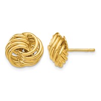 14K 11mm Yellow Gold Polished Love Knot Post Earrings view 1
