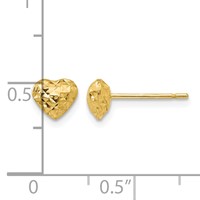 14K Yellow Gold Diamond-cut Puffed Heart Post Stud Earrings view 4