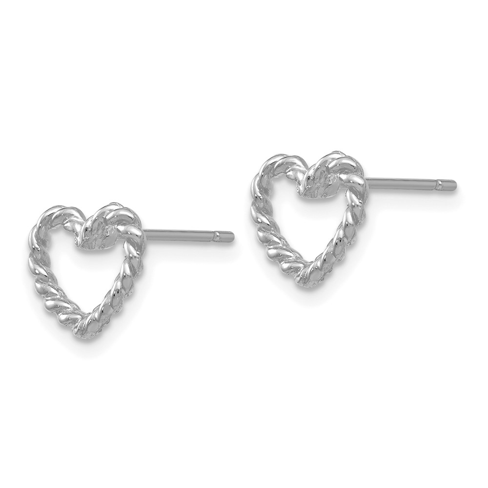 14k White Gold Heart Post Earrings (H1068)