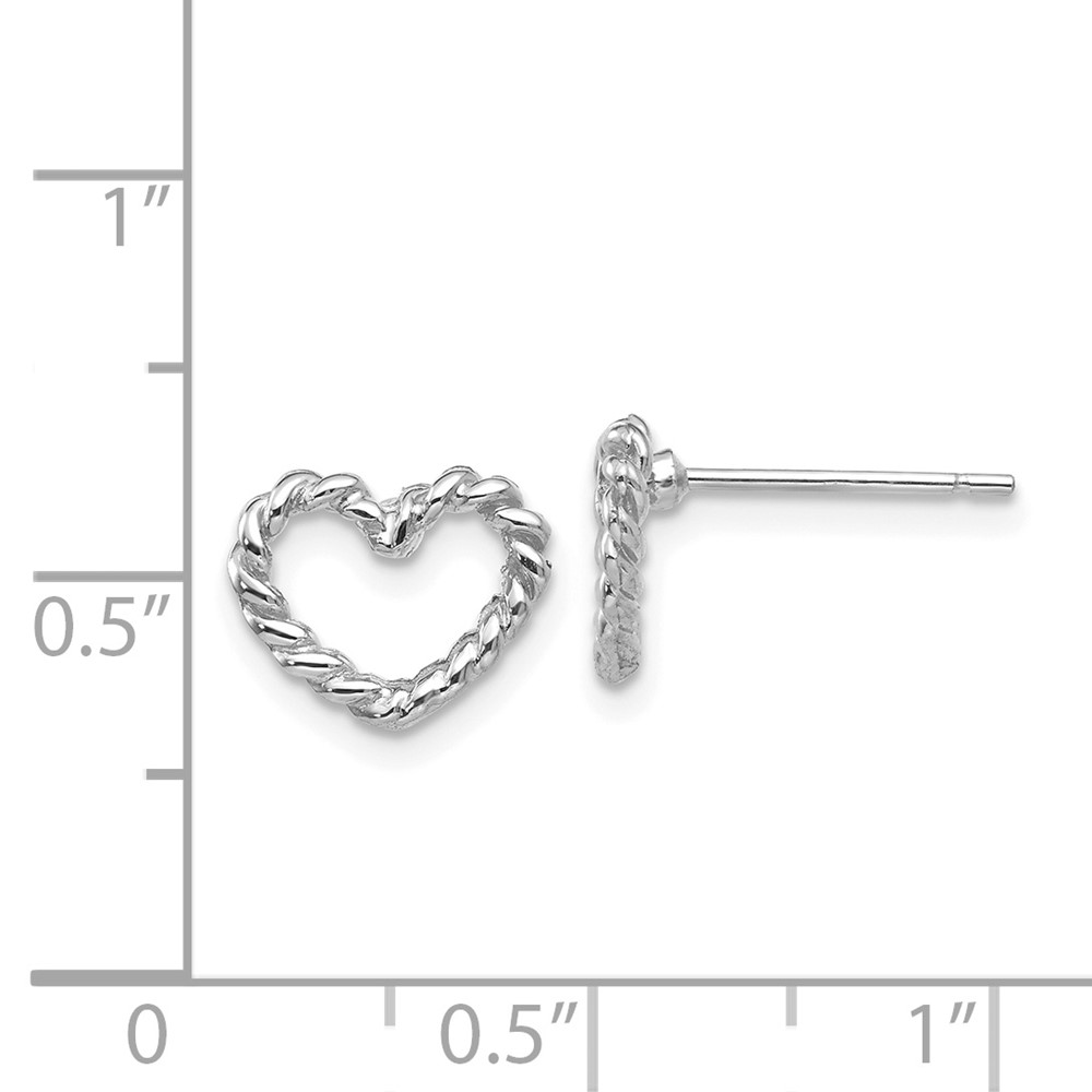 14k White Gold Heart Post Earrings (H1068)
