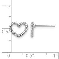 14K White Gold Polished Open Twisted Heart Post Earrings view 4