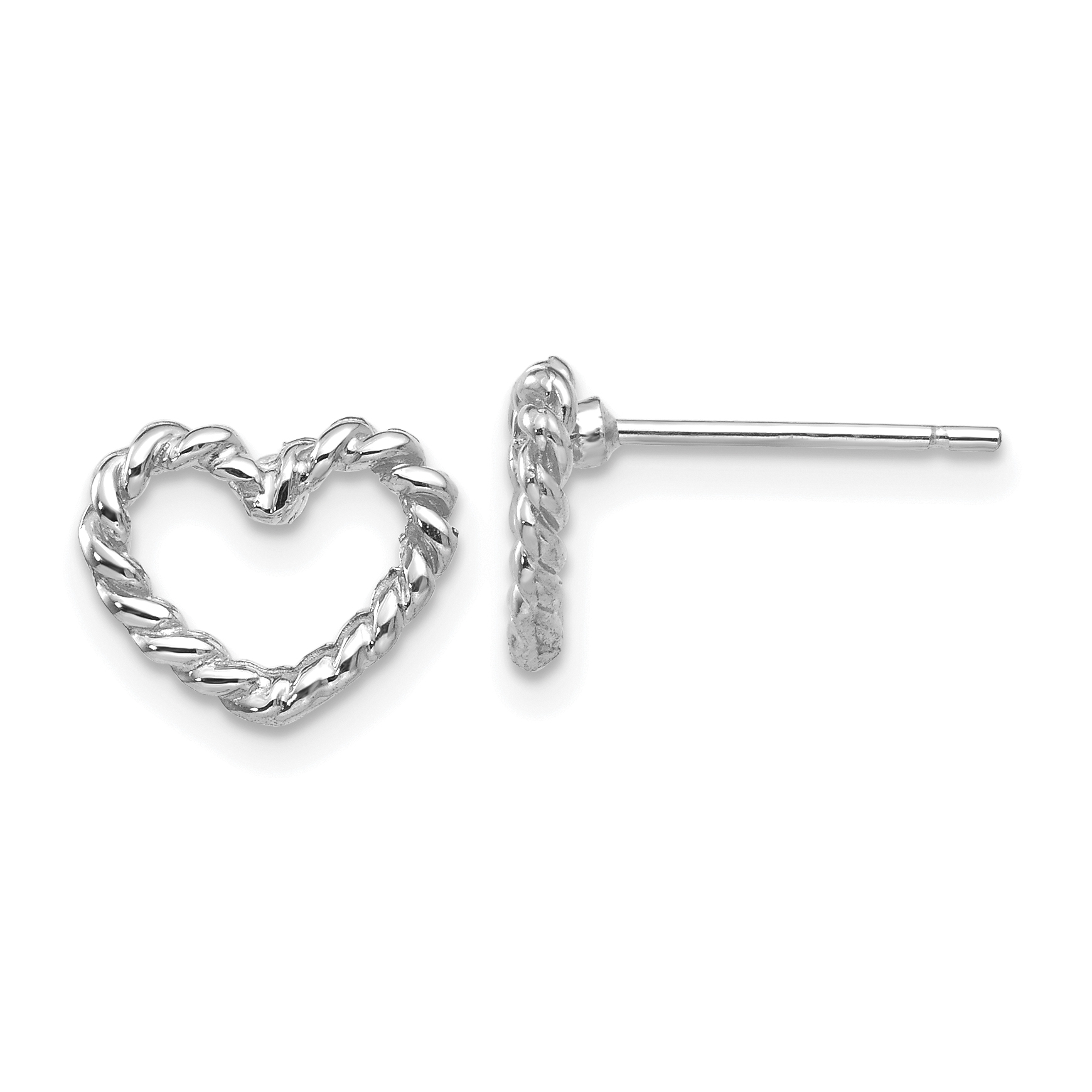 14k White Gold Heart Post Earrings (H1068)