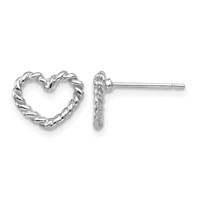 14K White Gold Polished Open Twisted Heart Post Earrings view 1