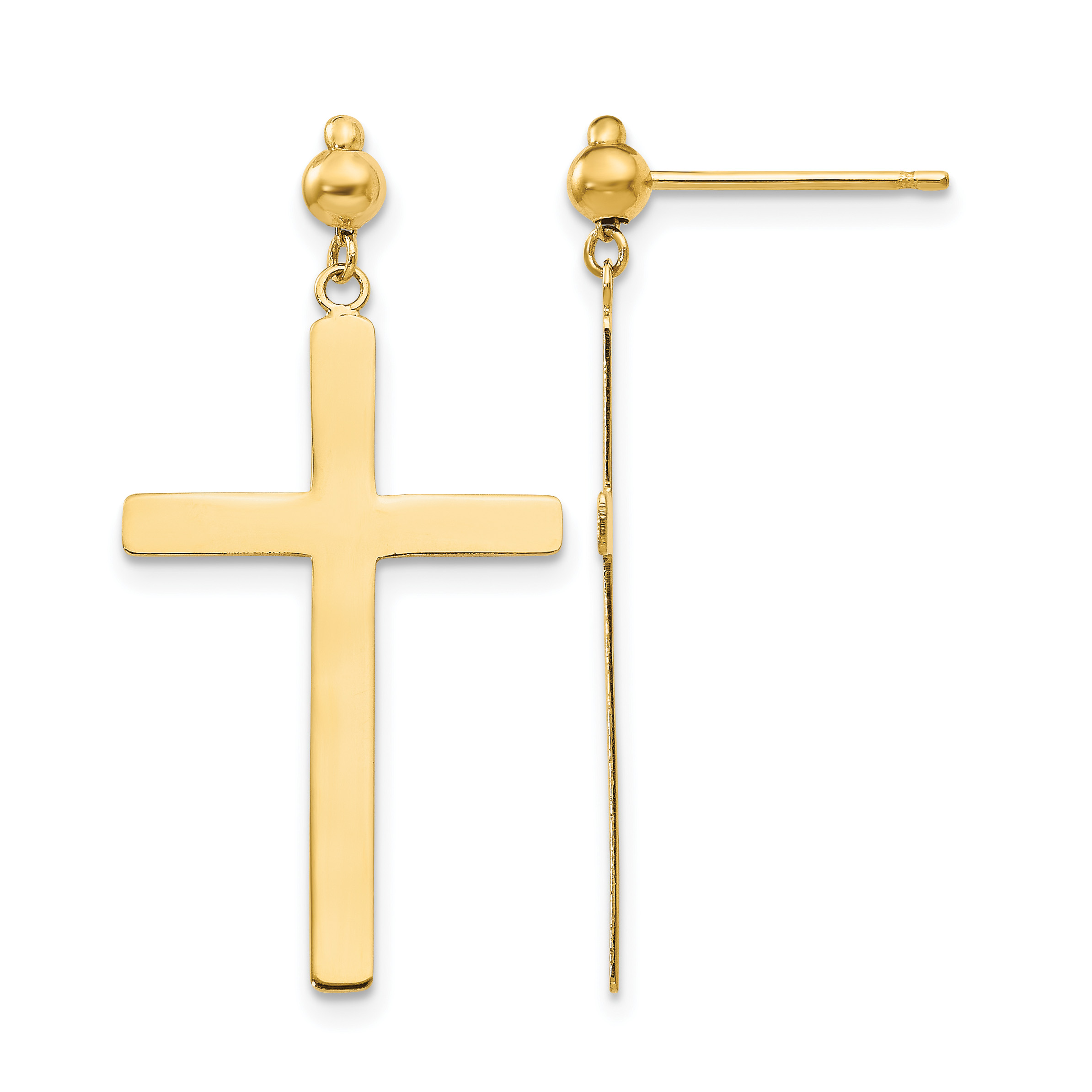 14K Cross Dangle Post Earrings (H1086)