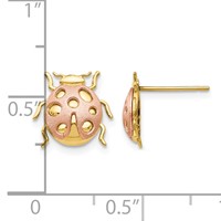 14K Two-Tone Satin and Polished Ladybug Post Earrings view 4