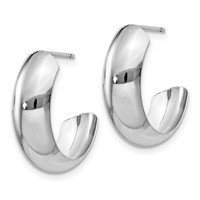 14K White Gold 6.5x 24mm Polished J-Hoop Post Earrings view 2