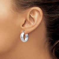 14K White Gold 7x 21mm Polished Hoop Earrings view 3