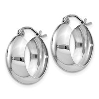 14K White Gold 7x 19mm Polished Hoop Earrings view 2