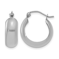 14K White Gold 7x 19mm Polished Hoop Earrings view 1