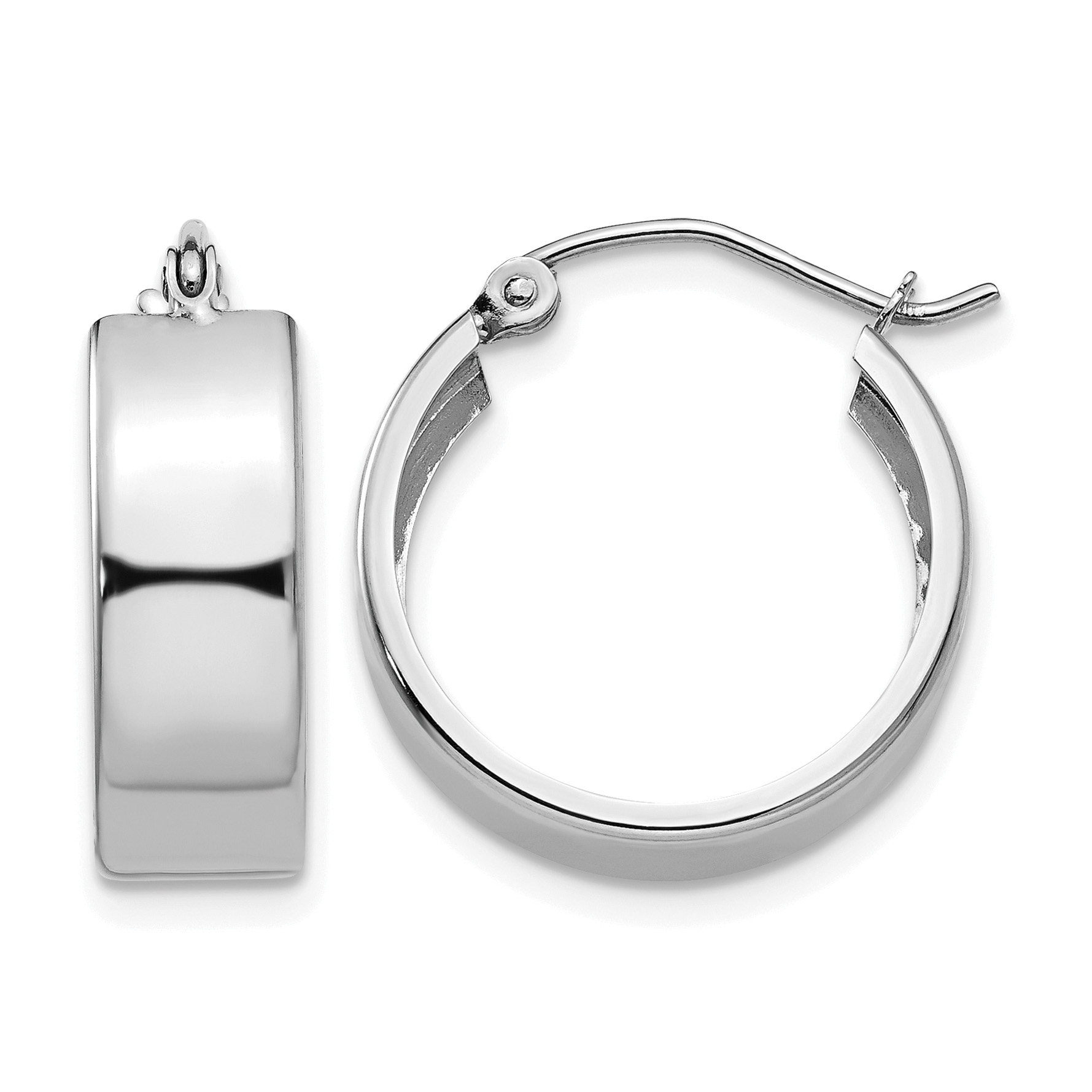 14k White Gold Fancy Hoop Earrings (H341)