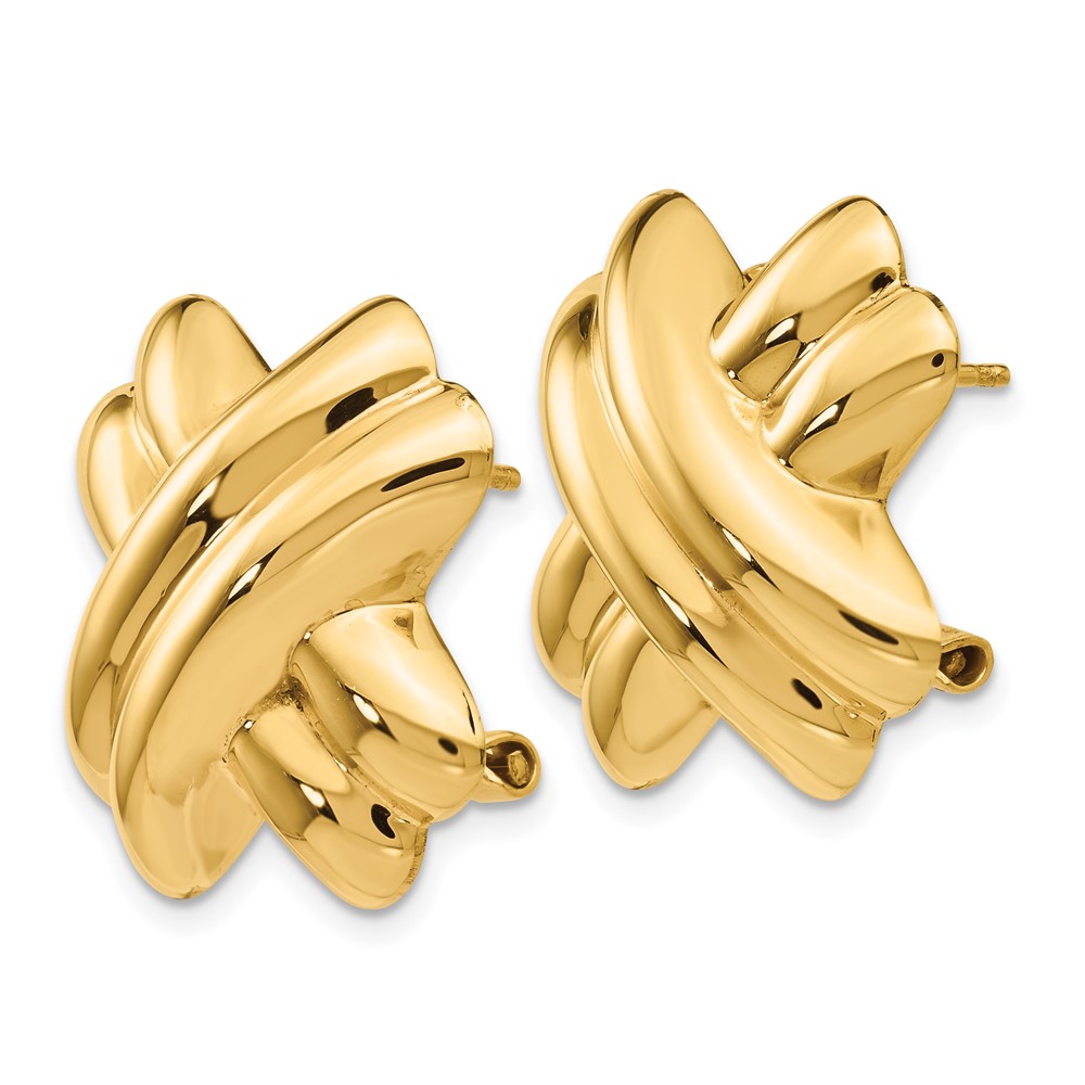 14k Polished X Omega Back Post Earrings (H364)
