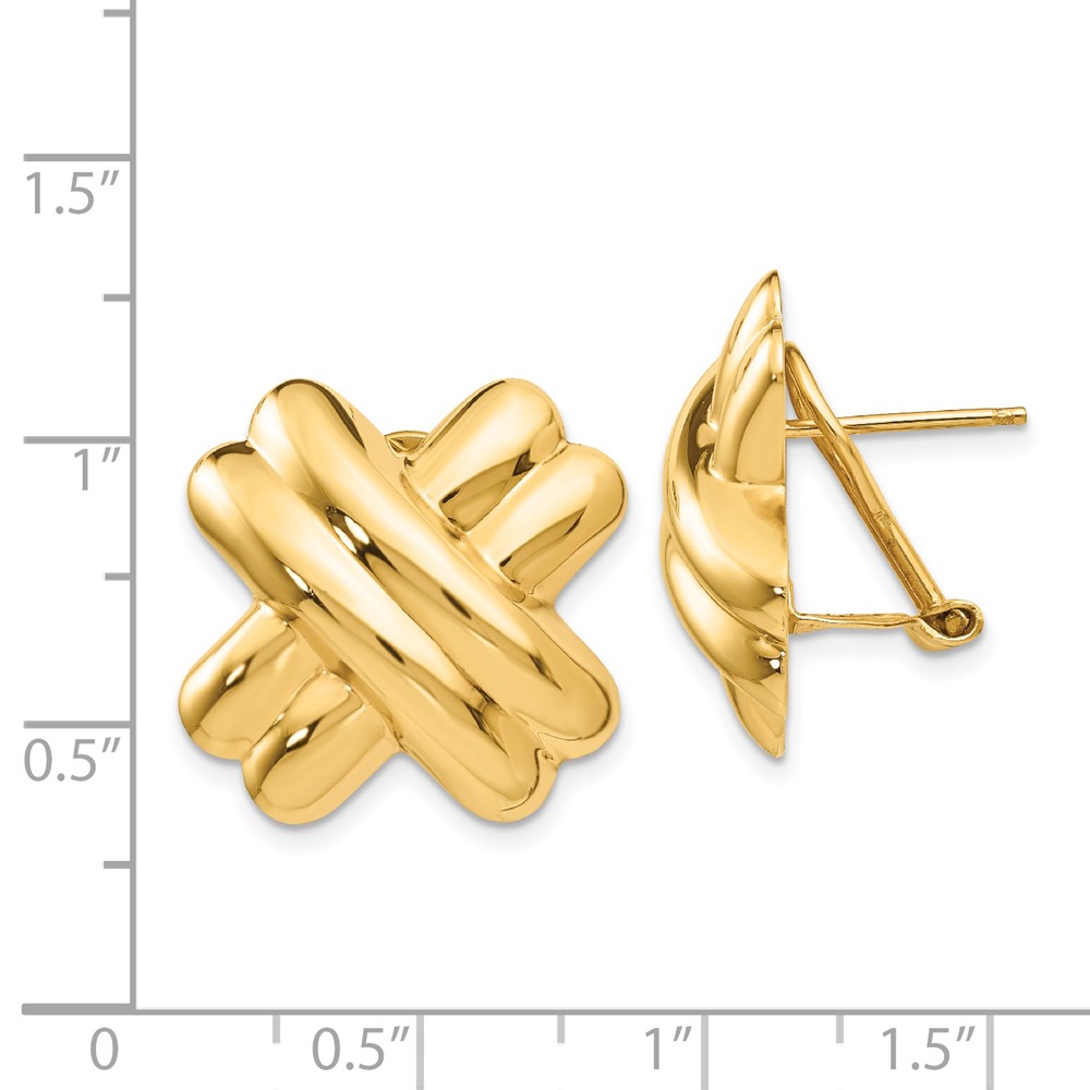 14k Polished X Omega Back Post Earrings (H364)