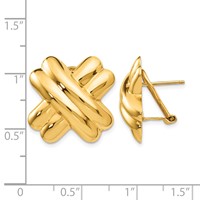 14K 20mm Yellow Gold Polished X Omega Back Post Earrings view 4