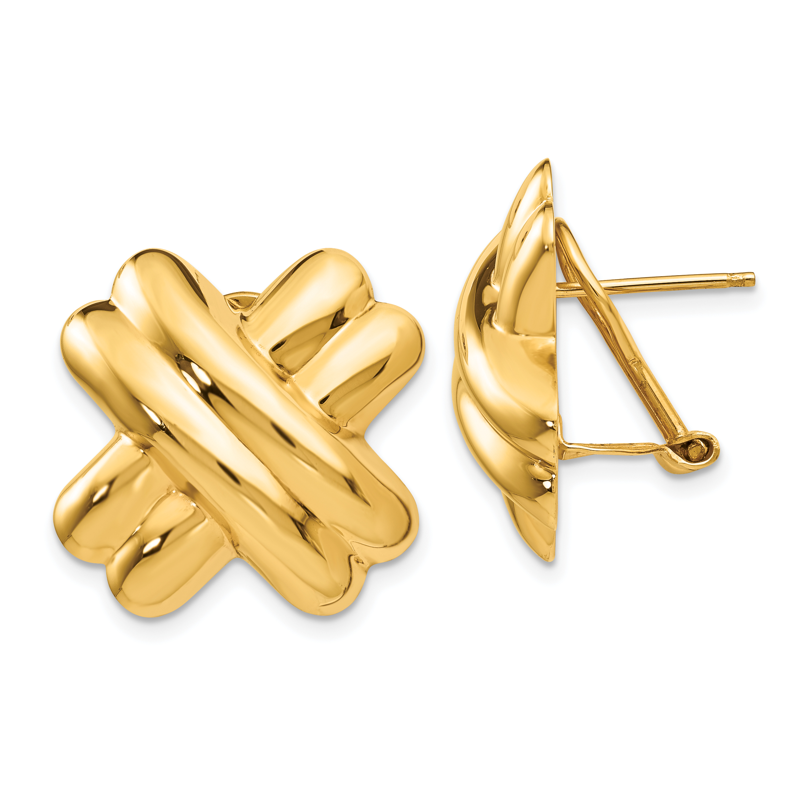 14k Polished X Omega Back Post Earrings (H364)