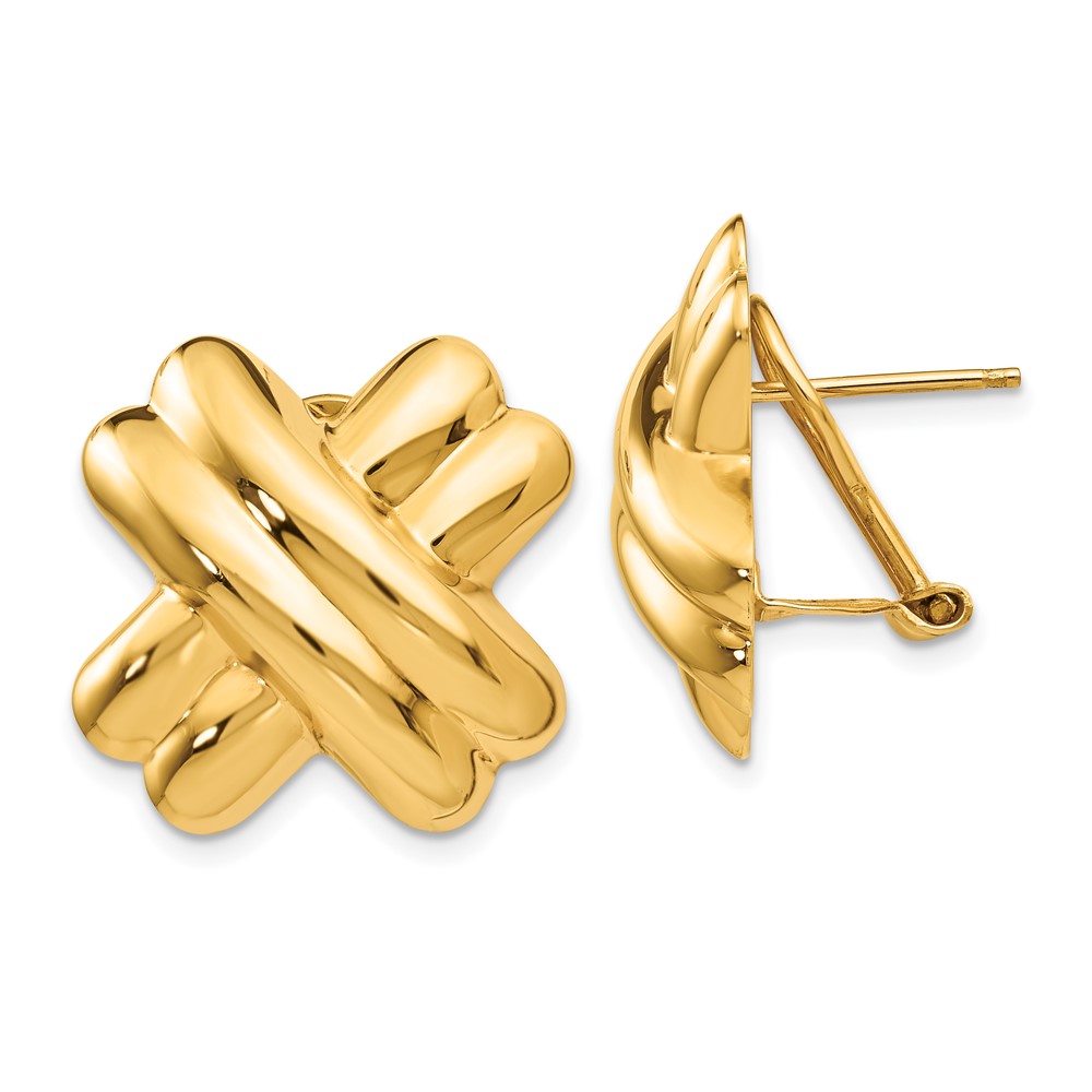 14k Polished X Omega Back Post Earrings (H364)